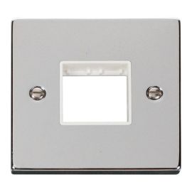 Click VPCH402WH MiniGrid Polished Chrome 1 Gang 2 Aperture Deco Unfurnished Front Plate - White Insert