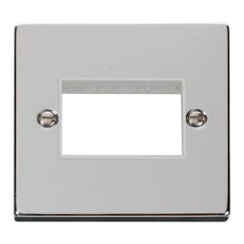 Click VPCH403WH MiniGrid Polished Chrome 1 Gang 3 Aperture Deco Unfurnished Front Plate - White Insert