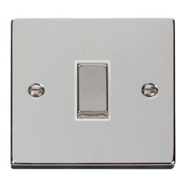 Click VPCH411WH Deco Polished Chrome Ingot 1 Gang 10AX 2 Way Plate Switch - White Insert