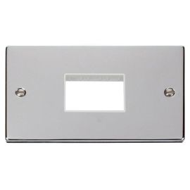 Click VPCH432WH MiniGrid Polished Chrome 2 Gang 3 Aperture Deco Unfurnished Front Plate - White Insert image
