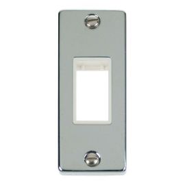 Click VPCH471WH MiniGrid Polished Chrome 1 Gang 1 Aperture Deco Unfurnished Architrave Plate - White Insert image