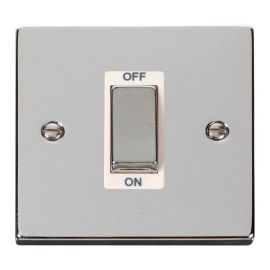 Click VPCH500WH Deco Polished Chrome Ingot 1 Gang 45A 2 Pole Switch - White Insert image