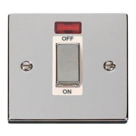 Click VPCH501WH Deco Polished Chrome Ingot 1 Gang 45A 2 Pole Neon Switch - White Insert image