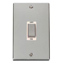 Click VPCH502WH Deco Polished Chrome Ingot 2 Gang 45A 2 Pole Switch - White Insert image