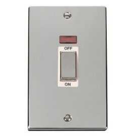 Click VPCH503WH Deco Polished Chrome Ingot 2 Gang 45A 2 Pole Neon Switch - White Insert image
