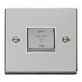 Click VPCH520WH Deco Polished Chrome Ingot 10A 3 Pole Fan Isolation Switch - White Insert