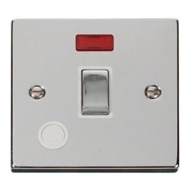 Click VPCH523WH Deco Polished Chrome Ingot 20A 2 Pole Flex Outlet Neon Switch - White Insert image