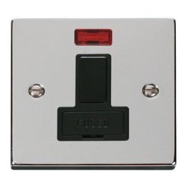 Click VPCH652BK Deco Polished Chrome 13A Neon Switched Fused Spur Unit - Black Insert image