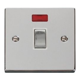 Click VPCH723WH Deco Polished Chrome Ingot 20A 2 Pole Neon Switch - White Insert image