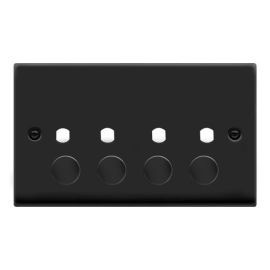 Click VPMB154PL Deco Matt Black 2 Gang 4 Aperture Unfurnished Dimmer Plate and Knobs