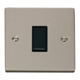 Click VPPN011BK Deco Pearl Nickel 1 Gang 10AX 2 Way Plate Switch - Black Insert image