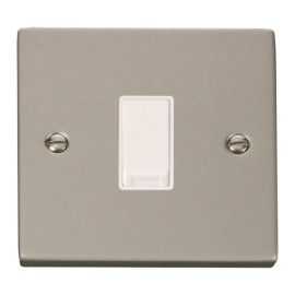 Click VPPN011WH Deco Pearl Nickel 1 Gang 10AX 2 Way Plate Switch - White Insert