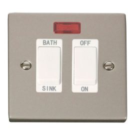 Click VPPN024WH Deco Pearl Nickel 20A Sink or Bath Switch - White Insert image