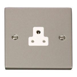 Click VPPN039WH Deco Pearl Nickel 2A Round Pin Socket - White Insert