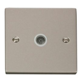 Click VPPN065WH Deco Pearl Nickel 1 Gang Non-Isolated Co-Axial Socket - White Insert image