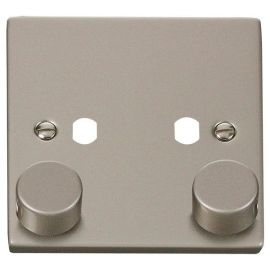 Click VPPN152PL Deco Pearl Nickel 2 Gang Dimmer Plate with Knob