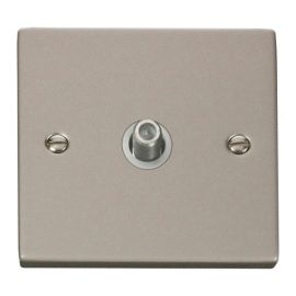 Click VPPN156WH Deco Pearl Nickel 1 Gang Non-Isolated Satellite Socket - White Insert image