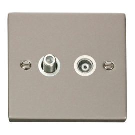 Click VPPN157WH Deco Pearl Nickel Isolated Co-Axial and Satellite Socket - White Insert