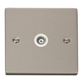 Click VPPN158WH Deco Pearl Nickel 1 Gang Isolated Co-Axial Socket - White Insert image