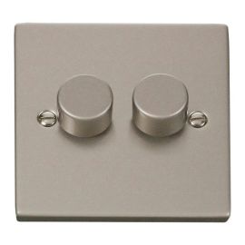 Click VPPN162 Deco Pearl Nickel 2 Gang 2 Way 100W LED Dimmer Switch image