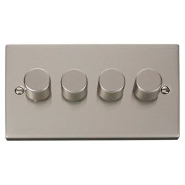 Click VPPN164 Deco Pearl Nickel 4 Gang 2 Way 100W LED Dimmer Switch