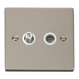 Click VPPN170WH Deco Pearl Nickel Non-Isolated Co-Axial and Satellite Socket - White Insert image