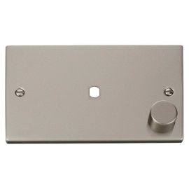 Click VPPN185 MiniGrid Pearl Nickel 1 Gang 1000W Max 1 Aperture Deco Unfurnished Dimmer Plate and Knob image