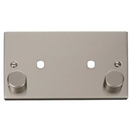Click VPPN186 MiniGrid Pearl Nickel 1 Gang 1630W Max 2 Aperture Deco Unfurnished Dimmer Plate and Knob image