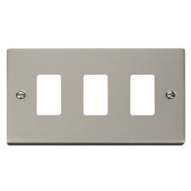 Click VPPN20403 GridPro Pearl Nickel 3 Gang Deco Range Front Plate image