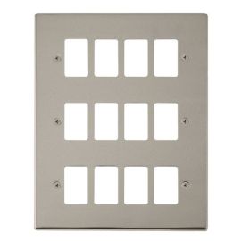 Click VPPN20512 GridPro Pearl Nickel 12 Gang Deco Range Front Plate image