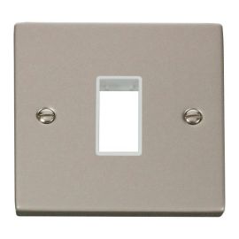 Click VPPN401WH MiniGrid Pearl Nickel 1 Gang 1 Aperture Deco Unfurnished Front Plate - White Insert