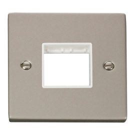 Click VPPN402WH MiniGrid Pearl Nickel 1 Gang 2 Aperture Deco Unfurnished Front Plate - White Insert