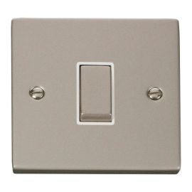 Click VPPN411WH Deco Pearl Nickel Ingot 1 Gang 10AX 2 Way Plate Switch - White Insert