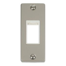Click VPPN471WH MiniGrid Pearl Nickel 1 Gang 1 Aperture Deco Unfurnished Architrave Plate - White Insert image