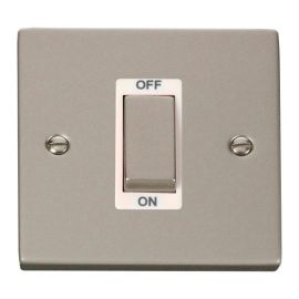 Click VPPN500WH Deco Pearl Nickel Ingot 1 Gang 45A 2 Pole Switch - White Insert image