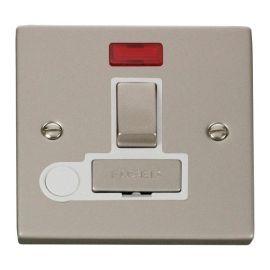 Click VPPN552WH Deco Pearl Nickel Ingot 13A Flex Outlet Neon Switched Fused Spur Unit - White Insert image