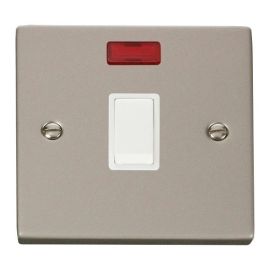 Click VPPN623WH Deco Pearl Nickel 20A 2 Pole Neon Switch - White Insert image
