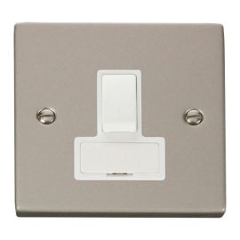 Click VPPN651WH Deco Pearl Nickel 13A Switched Fused Spur Unit - White Insert image