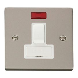 Click VPPN652WH Deco Pearl Nickel 13A Neon Switched Fused Spur Unit - White Insert image