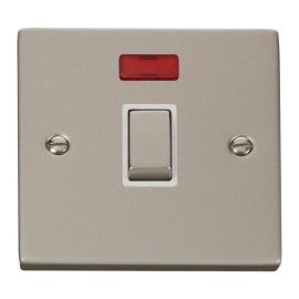 Click VPPN723WH Deco Pearl Nickel Ingot 20A 2 Pole Neon Switch - White Insert image