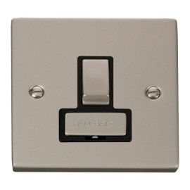Click VPPN751BK Deco Pearl Nickel Ingot 13A Switched Fused Spur Unit - Black Insert