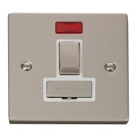 Click VPPN752WH Deco Pearl Nickel Ingot 13A Neon Switched Fused Spur Unit - White Insert