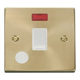 Click VPSB023WH Deco Satin Brass 20A 2 Pole Flex Outlet Neon Switch - White Insert image
