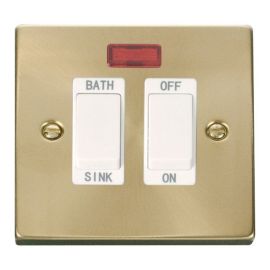 Click VPSB024WH Deco Satin Brass 20A Sink or Bath Switch - White Insert image