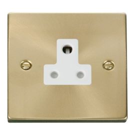 Click VPSB038WH Deco Satin Brass 5A Round Pin Socket - White Insert