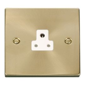 Click VPSB039WH Deco Satin Brass 2A Round Pin Socket - White Insert