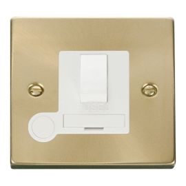 Click VPSB051WH Deco Satin Brass 13A Flex Outlet Switched Fused Spur Unit - White Insert image