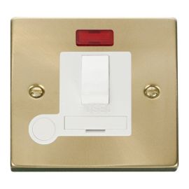 Click VPSB052WH Deco Satin Brass 13A Flex Outlet Neon Switched Fused Spur Unit - White Insert