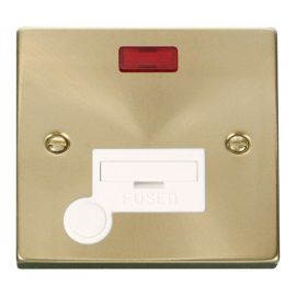 Click VPSB053WH Deco Satin Brass 13A Flex Outlet Neon Fused Spur Unit - White Insert image