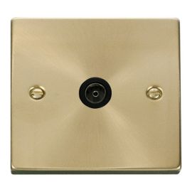 Click VPSB065BK Deco Satin Brass 1 Gang Non-Isolated Co-Axial Socket - Black Insert image